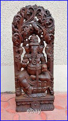 Wooden Ganesh Ganesha Statue Hindu Temple Antique Figurine Hand carved sculpture