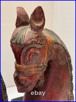 Wooden Hand Carved Horse Head Figure With Stand Power Nobility and Grace 11