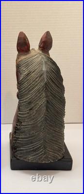 Wooden Hand Carved Horse Head Figure With Stand Power Nobility and Grace 11