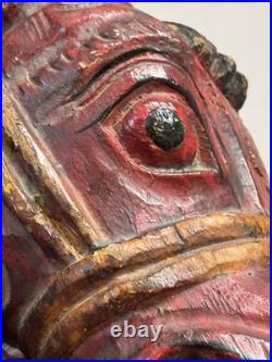 Wooden Hand Carved Horse Head Figure With Stand Power Nobility and Grace 11