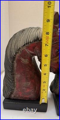 Wooden Hand Carved Horse Head Figure With Stand Power Nobility and Grace 11