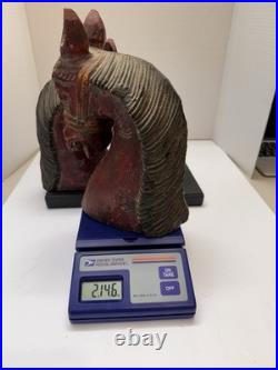 Wooden Hand Carved Horse Head Figure With Stand Power Nobility and Grace 11