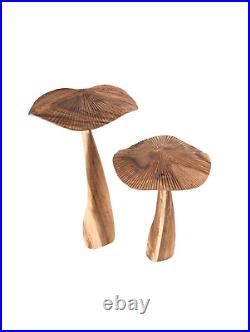 Wooden Mushroom Sculptures, Hand Carved Mushrooms, Mushroom Figurines, Fungi