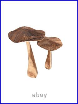 Wooden Mushroom Sculptures, Hand Carved Mushrooms, Mushroom Figurines, Fungi