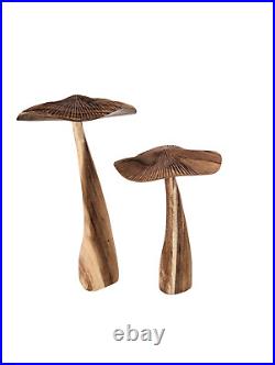 Wooden Mushroom Sculptures, Hand Carved Mushrooms, Mushroom Figurines, Fungi