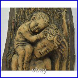 Wooden relief of Saint Christopher, carved wood, height 23,6 in