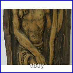 Wooden relief of Saint Christopher, carved wood, height 23,6 in
