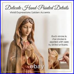 XXLTY Exquisite Solid Wood Hand Painted Virgin Mary Statue Hand Carved