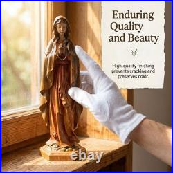 XXLTY Exquisite Solid Wood Hand Painted Virgin Mary Statue Hand Carved