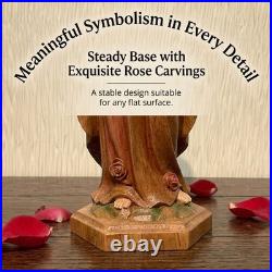 XXLTY Exquisite Solid Wood Hand Painted Virgin Mary Statue Hand Carved