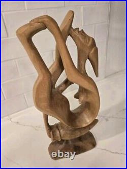 Yew Wood Abstract Organic Sculpture Hand-Carved Mid-Century Modern