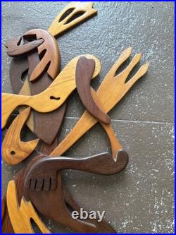 Zwarte Cabbes French Wooden Wall Sculptures (2)1960 RARE France Zwarte Cabbes French Wooden Wall Sculptures (2)1960 RARE France